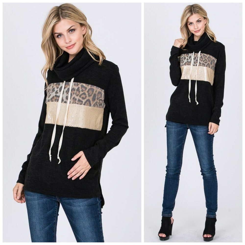 🛍LAST 1! So Cute! Leopard Sequin Hoodie! - Picture 4 of 7